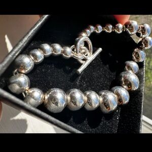 Stunning XL Graduated Ball Bracelet heavy 925 sterling silver 😍